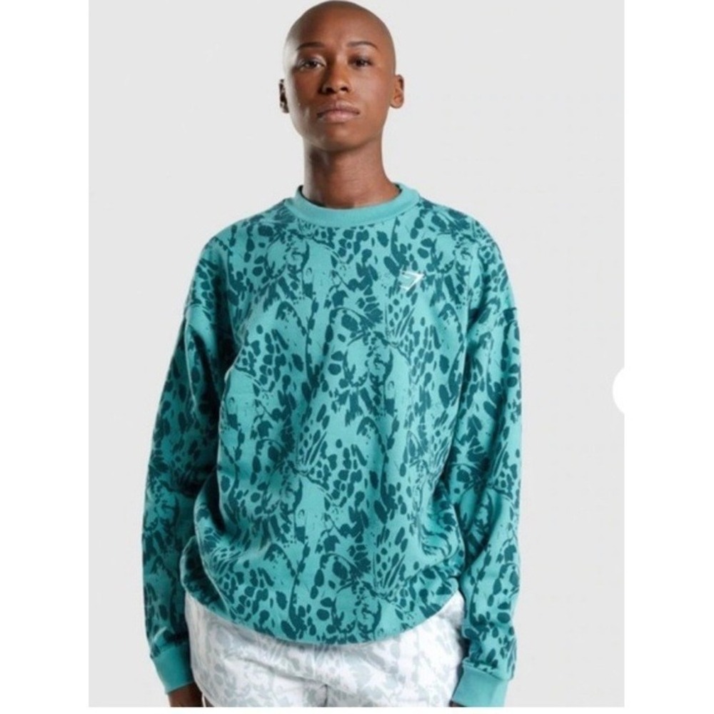 Gymshark Teal Embroidered‎ Oversized Sweatshirt Size Large D3A1C